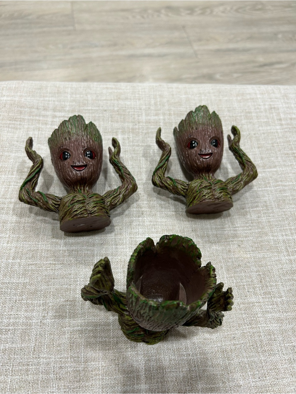 Brown Green Baby Groot Figurine Planter - Decorative Home Accent.$25 for all 3